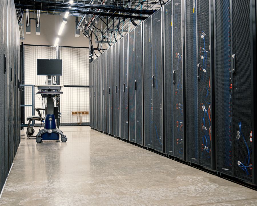A modern data centre server room