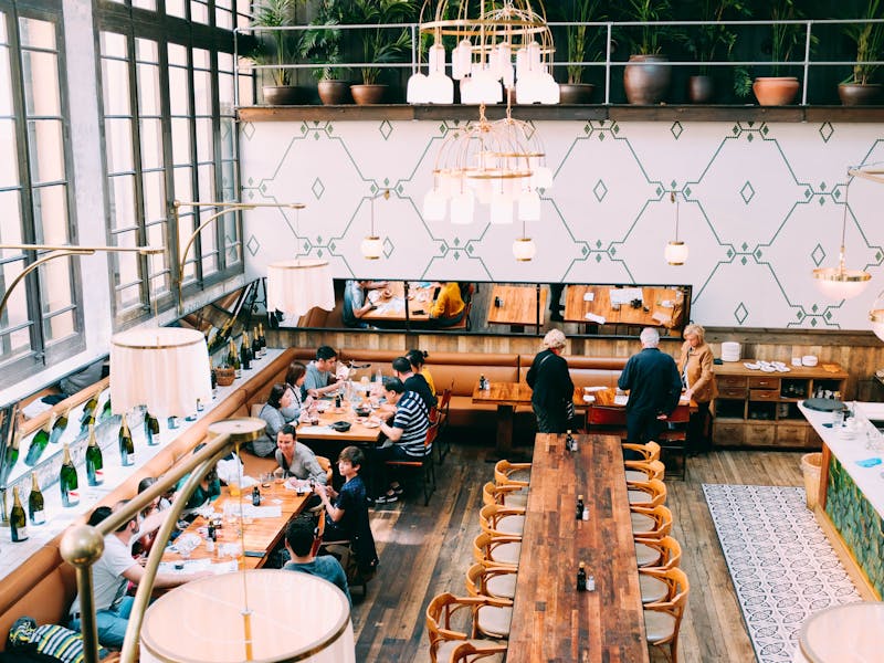 Diners in a busy restaurant
